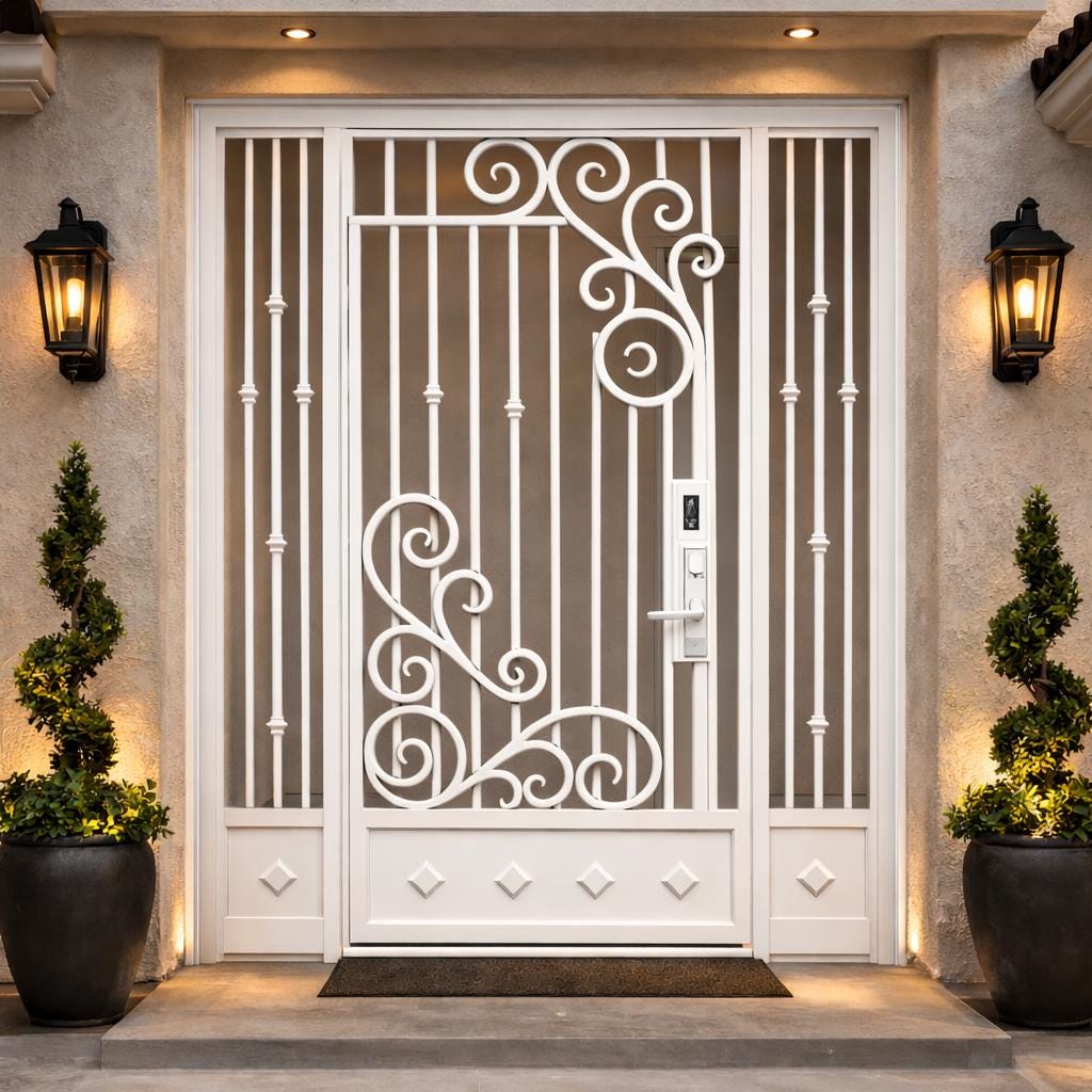 Decorative Steel Security Door with Scrollwork by the steel fabrication shop, product image 1