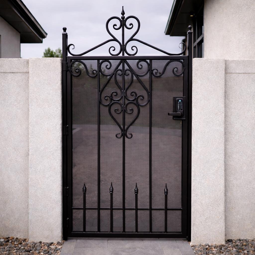 Bellavere Scroll Iron Entry Gate, Decorative Steel Security Walkway Gate by the steel fabrication shop, product image 1