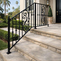 Valencia Scroll Stair Railing, Custom Wrought Iron Handrail, Decorative Porch Rail, Metal Entry Railing, Outdoor Step