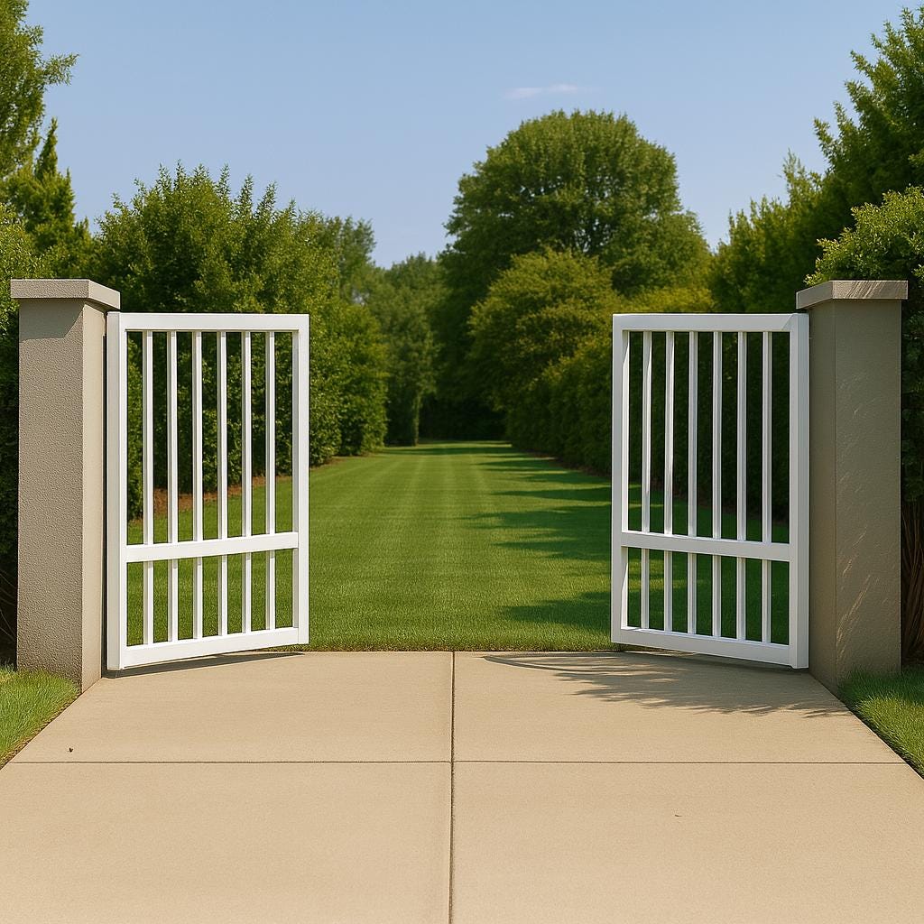 Modern White Steel Driveway Gate by the steel fabrication shop, product image 1