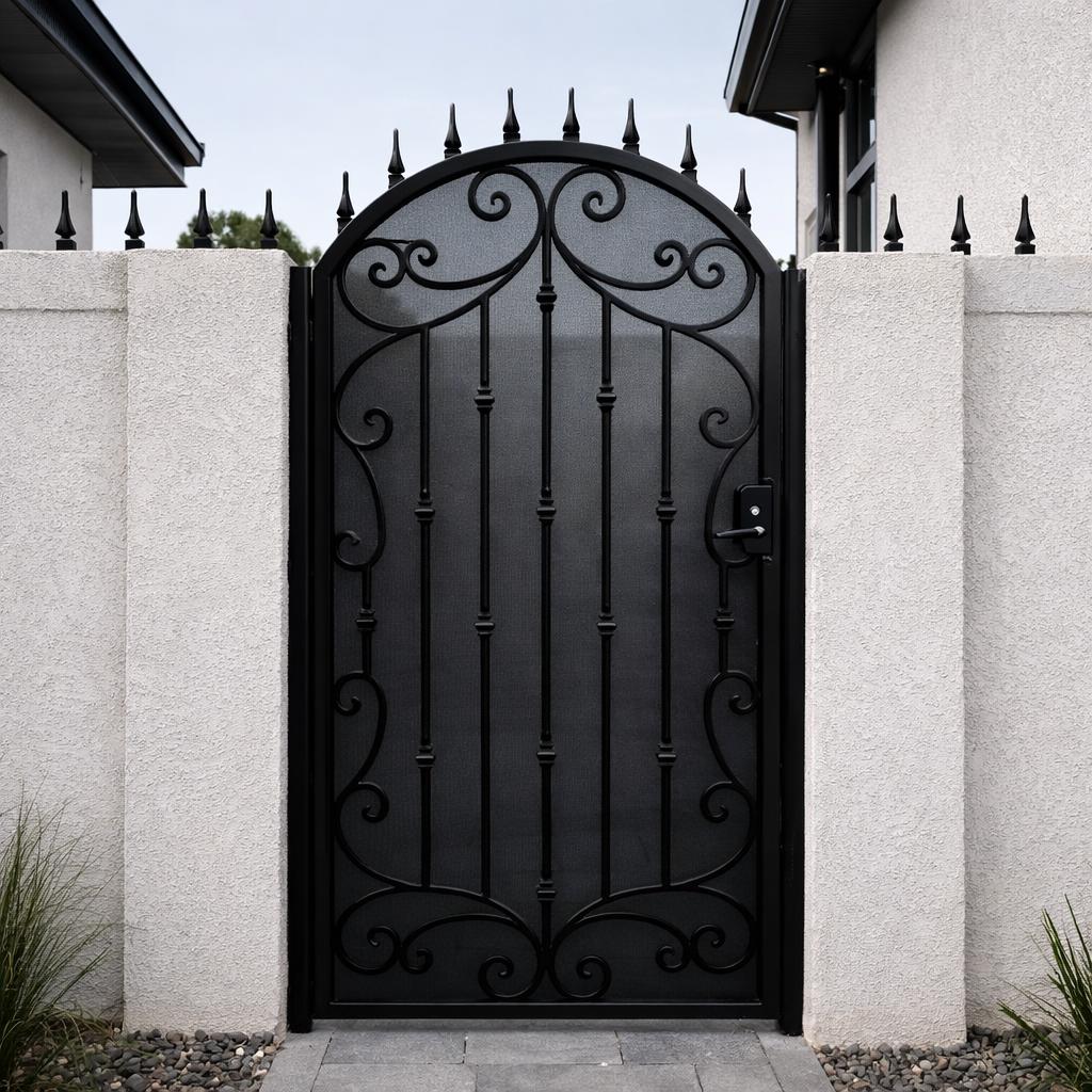 Ravencrest Arched Iron Garden Gate by the steel fabrication shop, product image 3