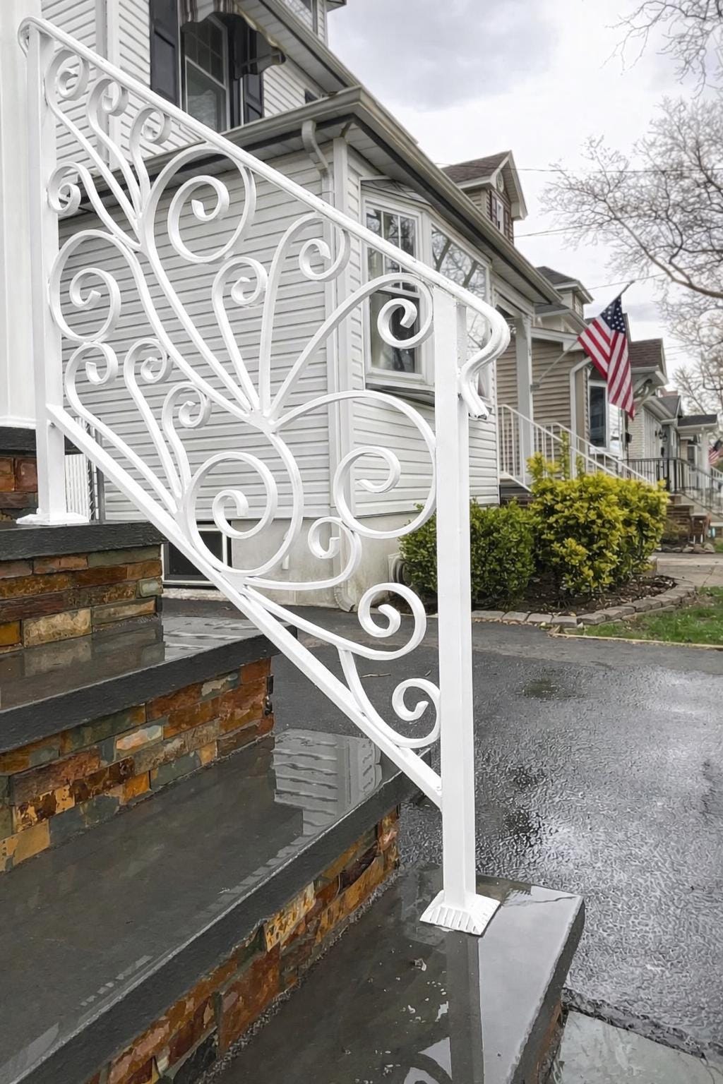 Custom Wrought Iron Stair Handrail, Scroll Porch Railing, Decorative Metal Step Rail, Outdoor Entry Handrail, Steel Stair