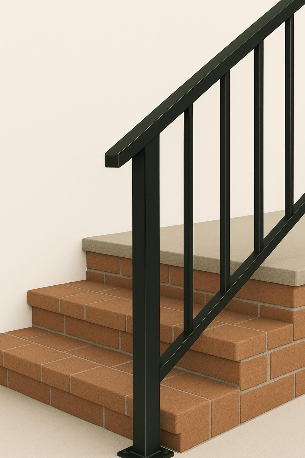 Modern Metal Stair Railing - Welded Steel Handrail, Wall Mounted 3-Step Stairway Rail by Crown Forge Iron, product