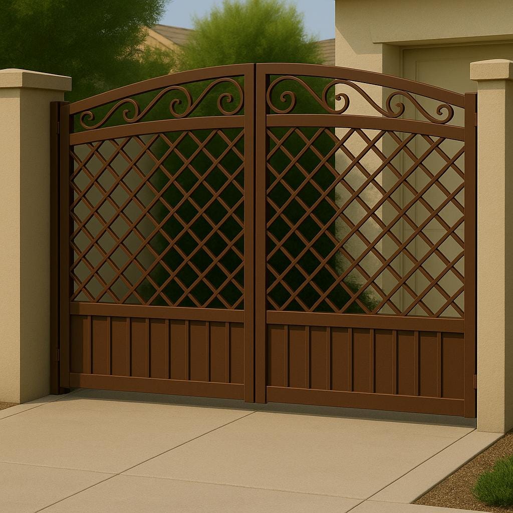 Scroll Driveway Gate – Lattice Double Swing Steel Entrance by the steel fabrication shop, product image 8