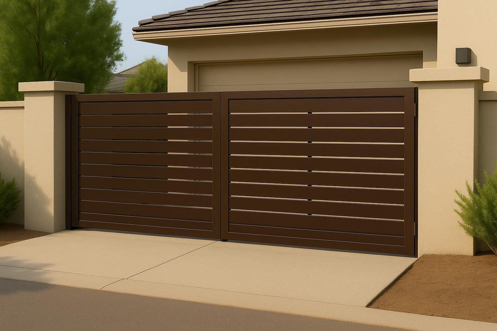 Modern Steel Driveway Gate – Custom Double Swing, Privacy Pattern by the steel fabrication shop, product image 8
