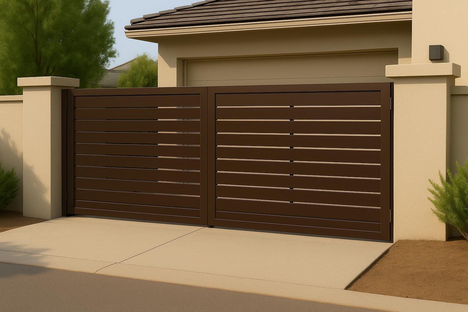 Modern Steel Driveway Gate – Custom Double Swing, Privacy Pattern by the steel fabrication shop, product image 8