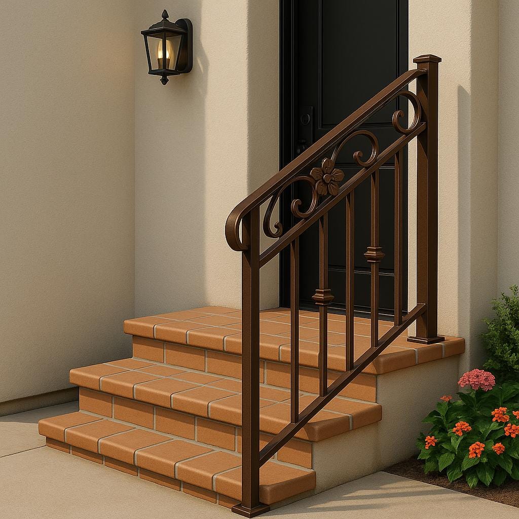 Wrought Iron Stair Railing: Decorative Steel Handrail with Scrolls by Crown Forge Iron, product image 6