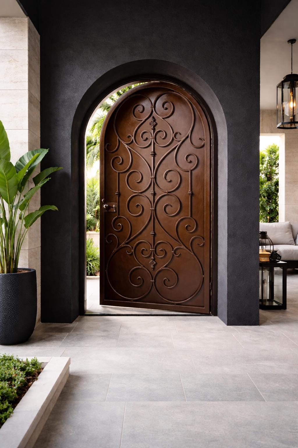 Decorative Arched Iron Entry Door by the steel fabrication shop, product image 2