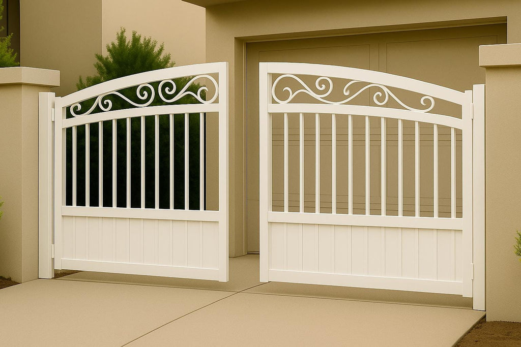 Custom Modern Driveway Gate with Scroll Design by the steel fabrication shop, product image 1