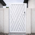 Modern White Steel Geometric Gate, Contemporary Walkway Security Entry Courtyard Door by the steel fabrication shop, product