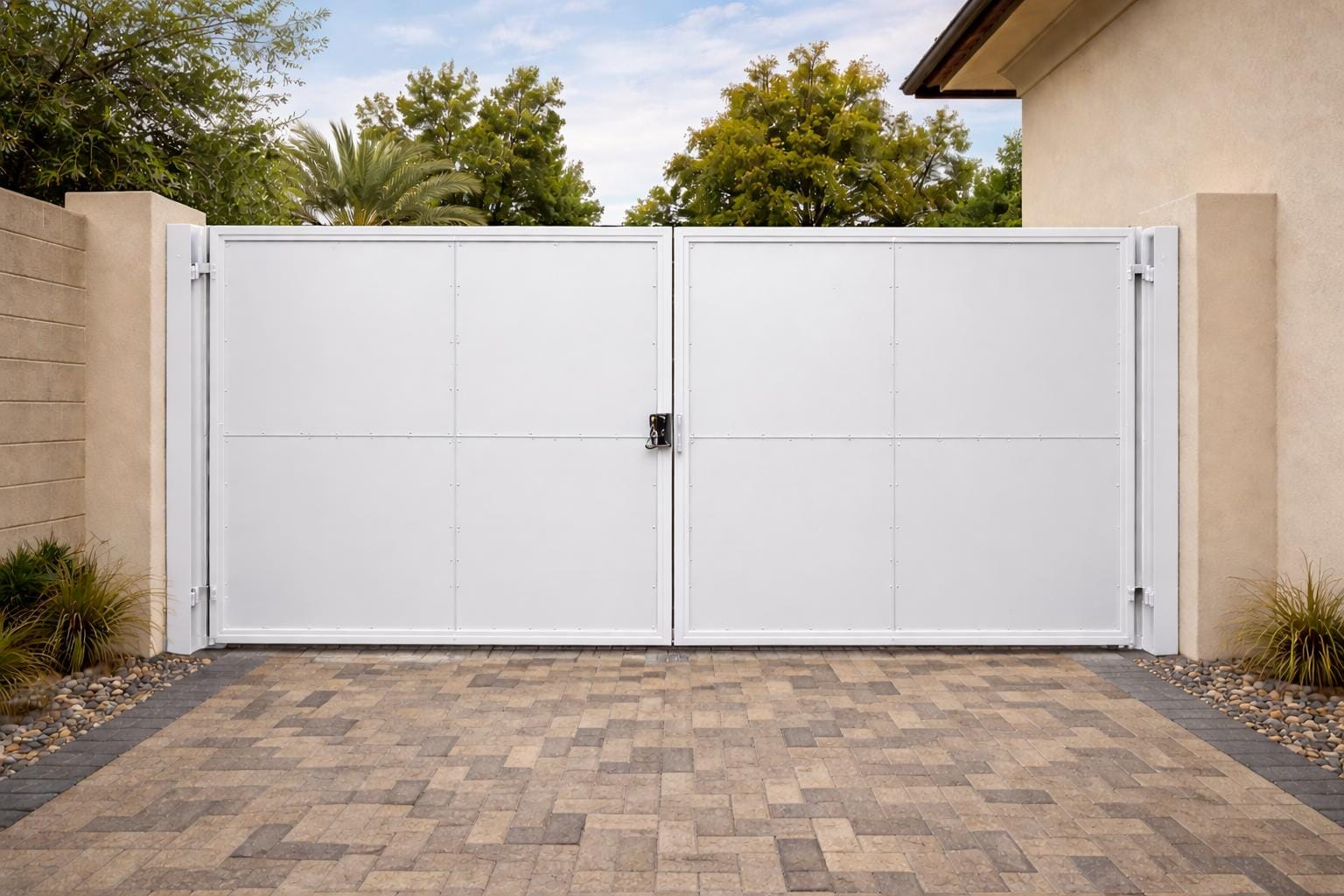 Solstice Grid Steel Driveway Gate by the steel fabrication shop, product image 5