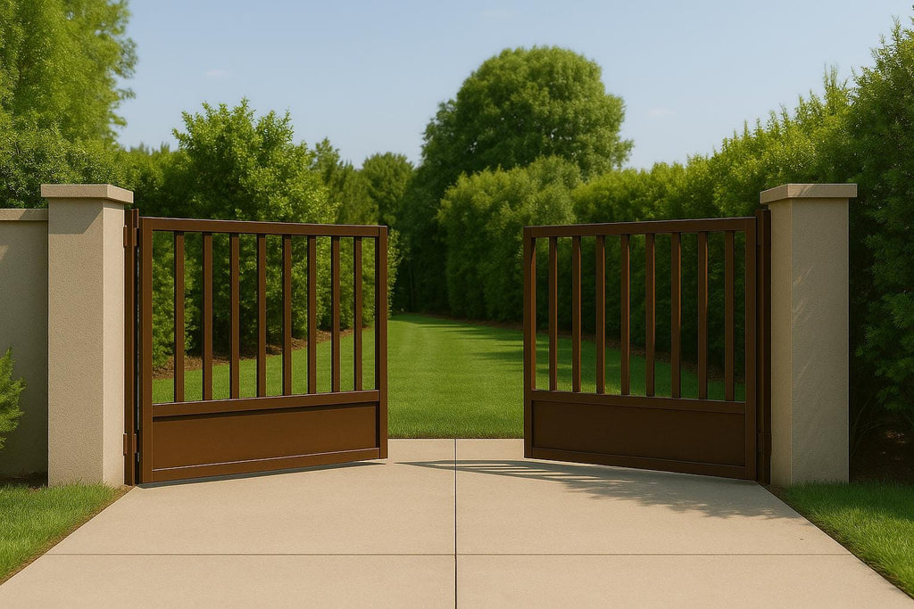 Modern Brown Steel Driveway Gate by the steel fabrication shop, product image 2