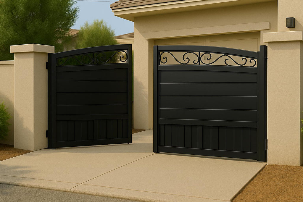 Modern Arched Bifold Driveway Gate by the steel fabrication shop, product image 1