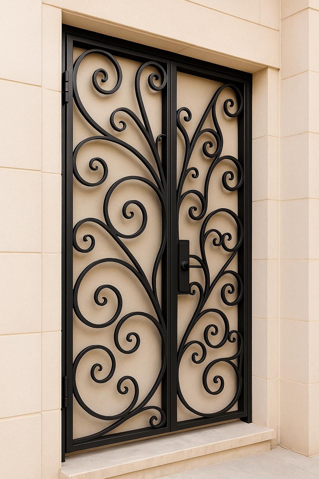 Wrought Iron Security Door: Scrollwork Entry Gate - Custom Size & Color by the steel fabrication shop, product image 2