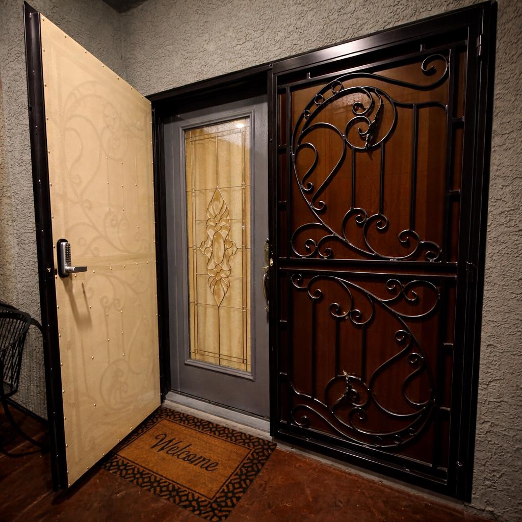 Valencia Scroll Steel Door – Double Security Door by the steel fabrication shop, product image 4
