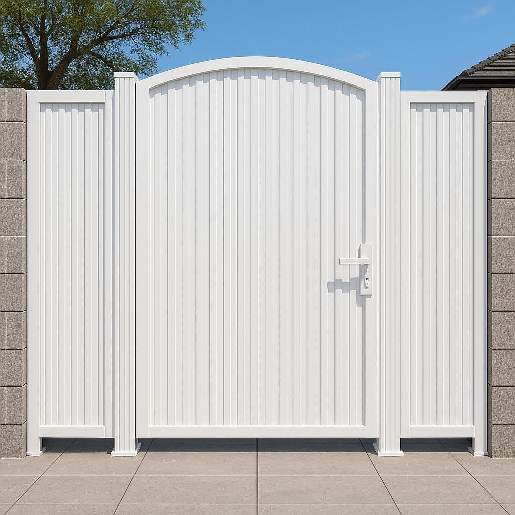 Arched Steel Privacy Gate – Modern Metal Garden Entry Door by the steel fabrication shop, product image 2