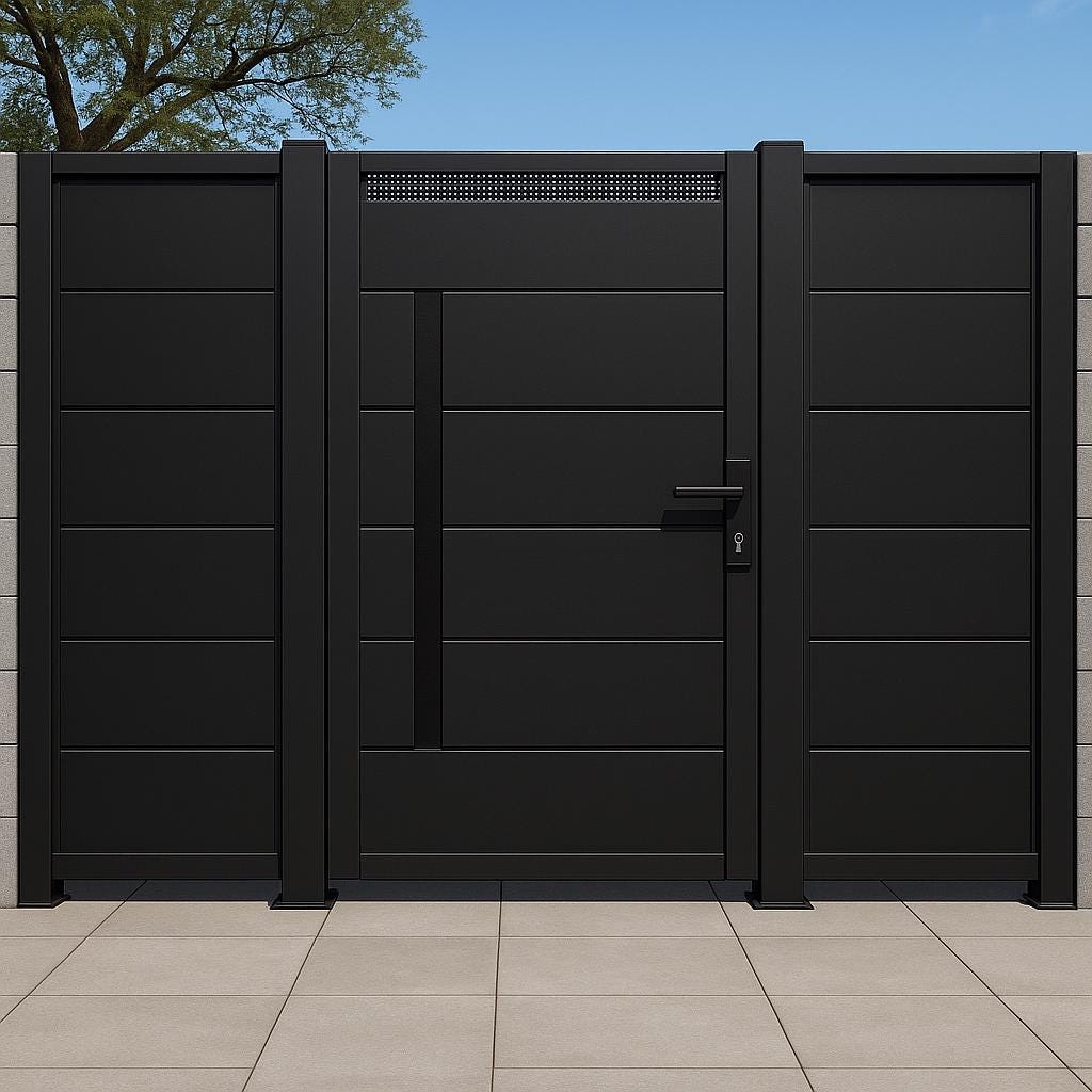 Modern Steel Privacy Gate – Perforated Metal Yard Entry by the steel fabrication shop, product image 2
