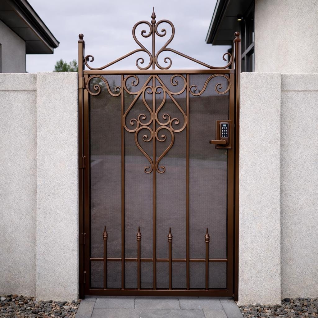 Bellavere Scroll Iron Entry Gate, Decorative Steel Security Walkway Gate by the steel fabrication shop, product image 3