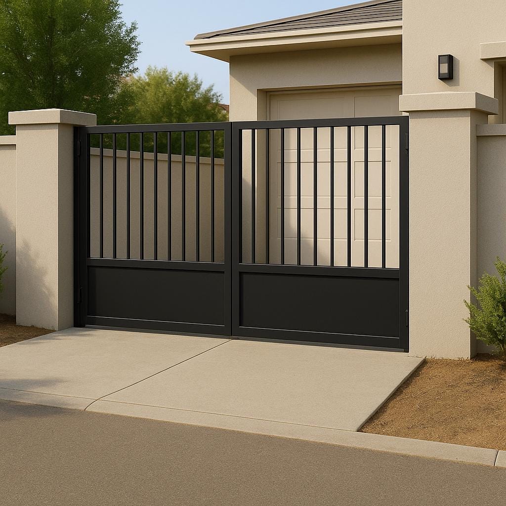 Modern Brown Steel Driveway Gate by the steel fabrication shop, product image 5