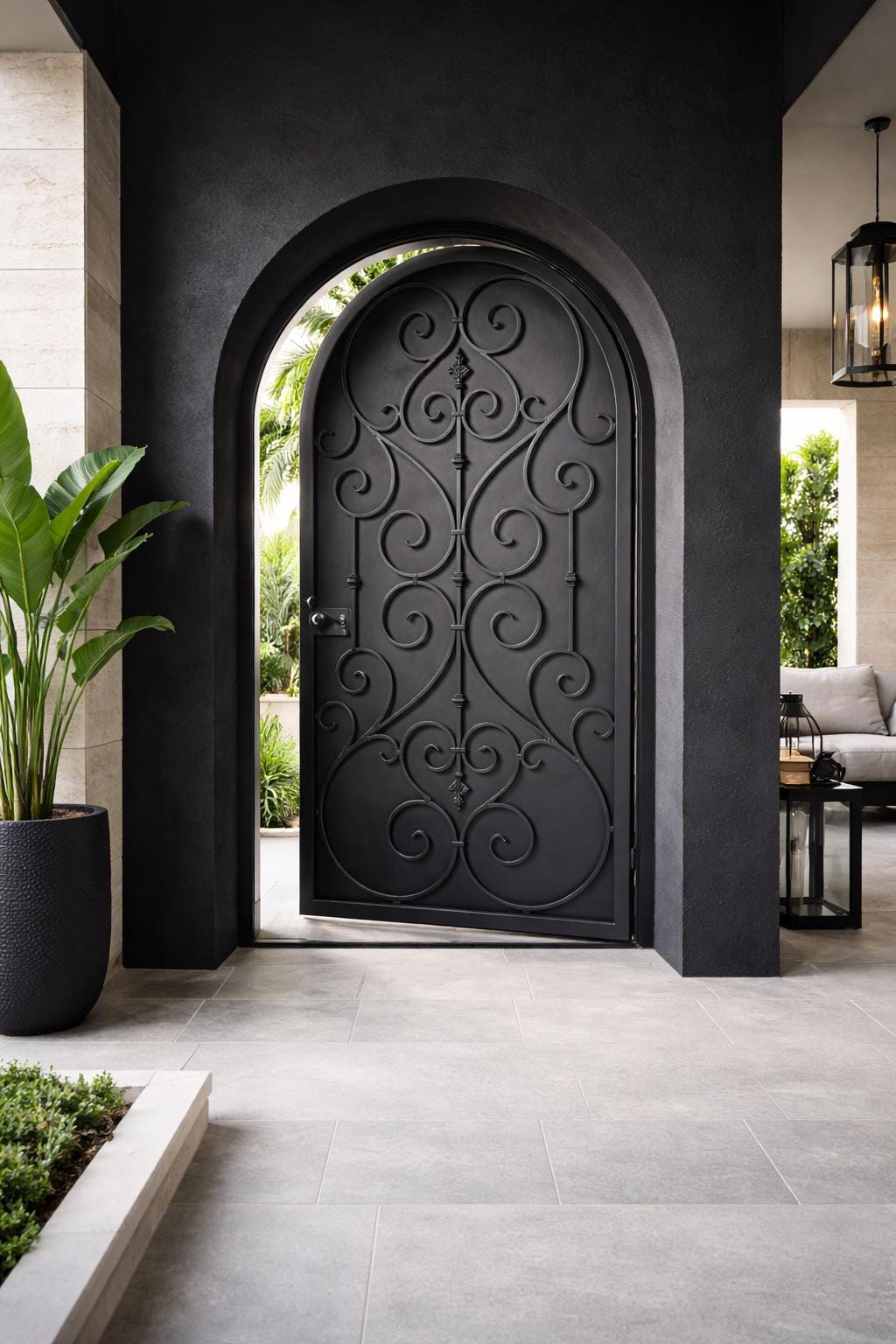 Decorative Arched Iron Entry Door by the steel fabrication shop, product image 3