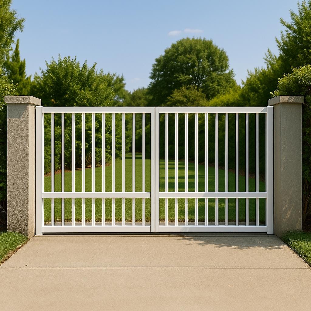 Modern White Steel Driveway Gate by the steel fabrication shop, product image 3