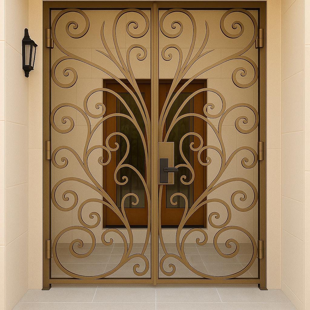 Wrought Iron Security Door: Scrollwork Entry Gate - Custom Size & Color by the steel fabrication shop, product image 4