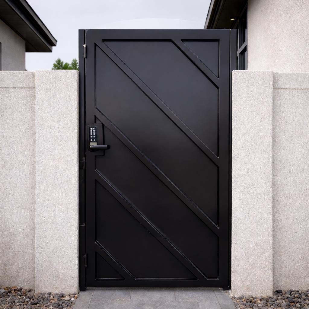 Modern White Steel Geometric Entry Gate by the steel fabrication shop, product image 2