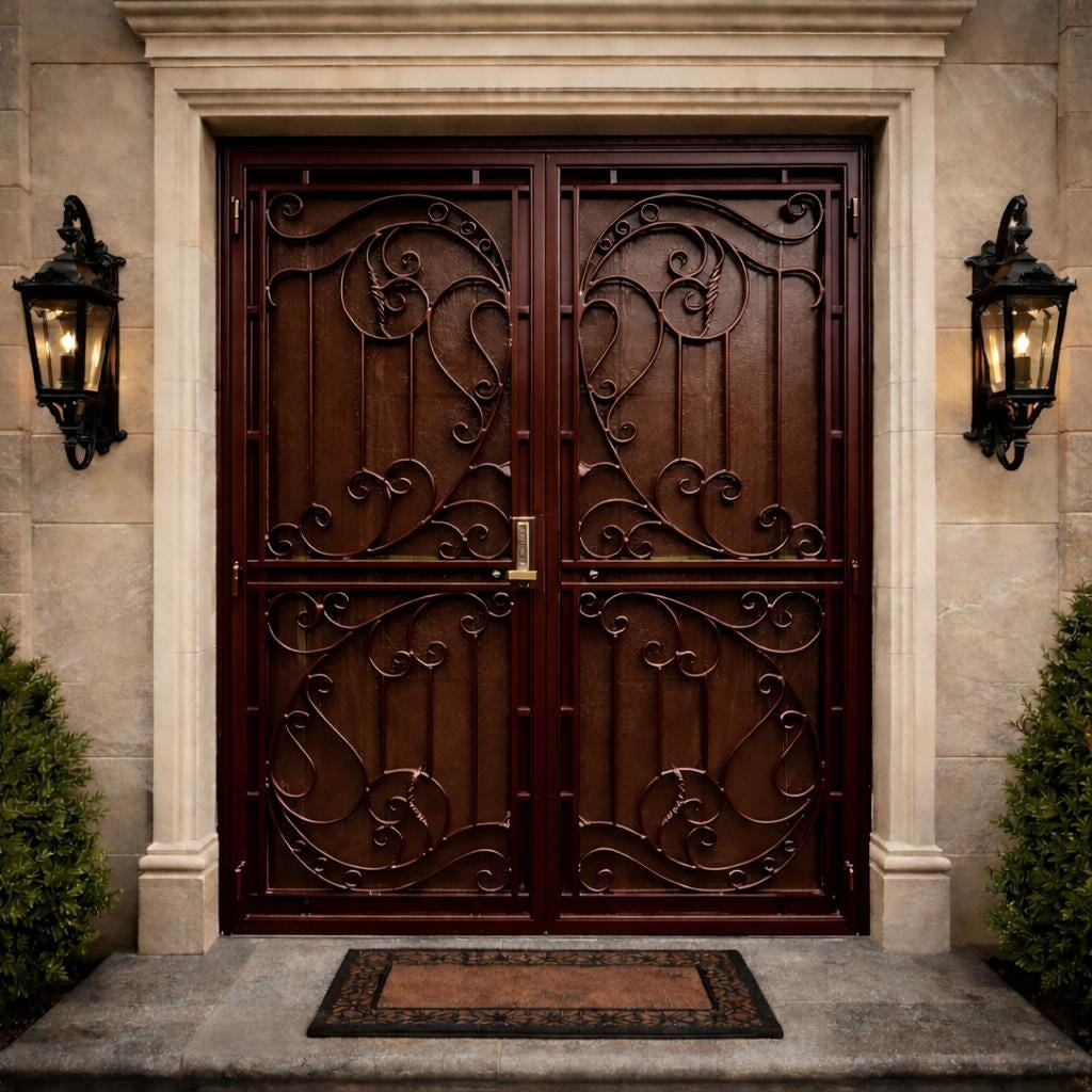 Valencia Scroll Steel Door – Double Security Door by the steel fabrication shop, product image 2