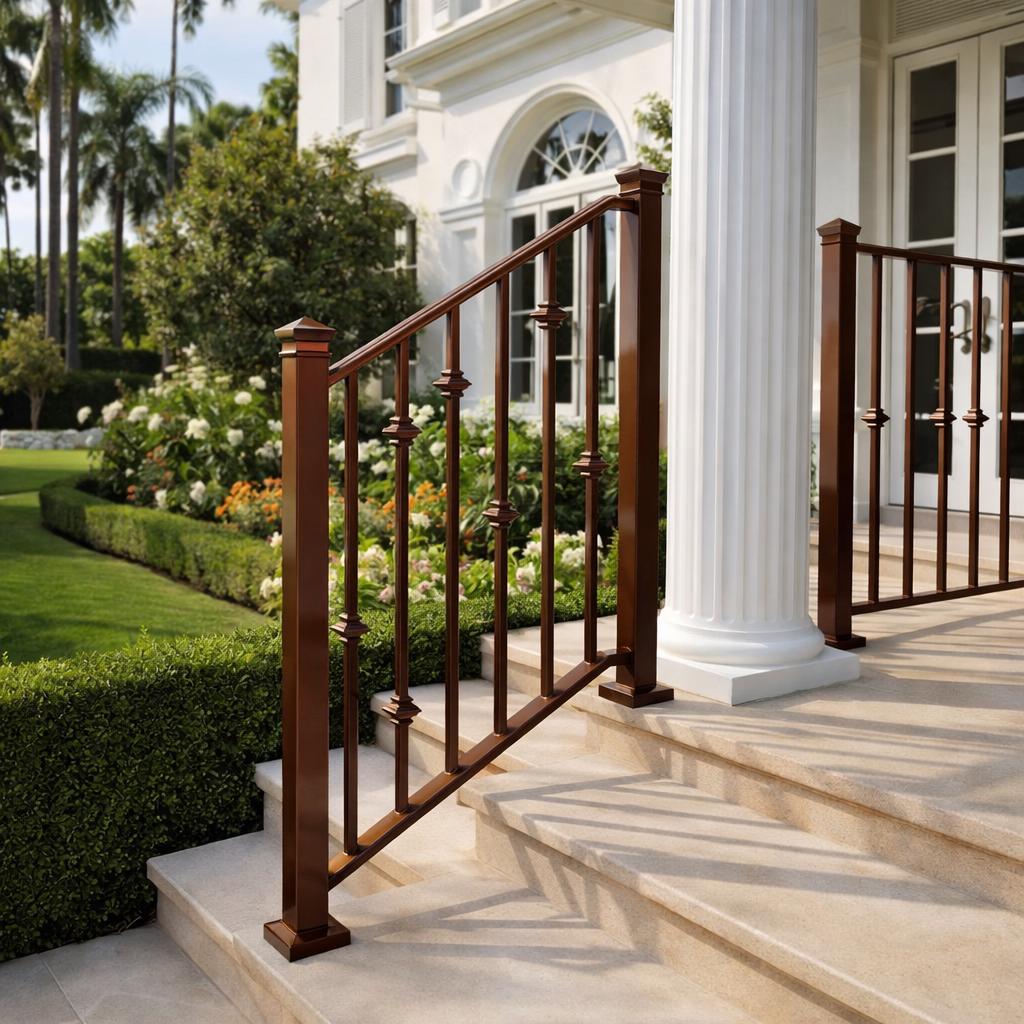 Custom Wrought Iron Stair Railing, Modern Porch Handrail, Metal Entry Rail, Outdoor Step Railing, Steel Staircase Handrail by