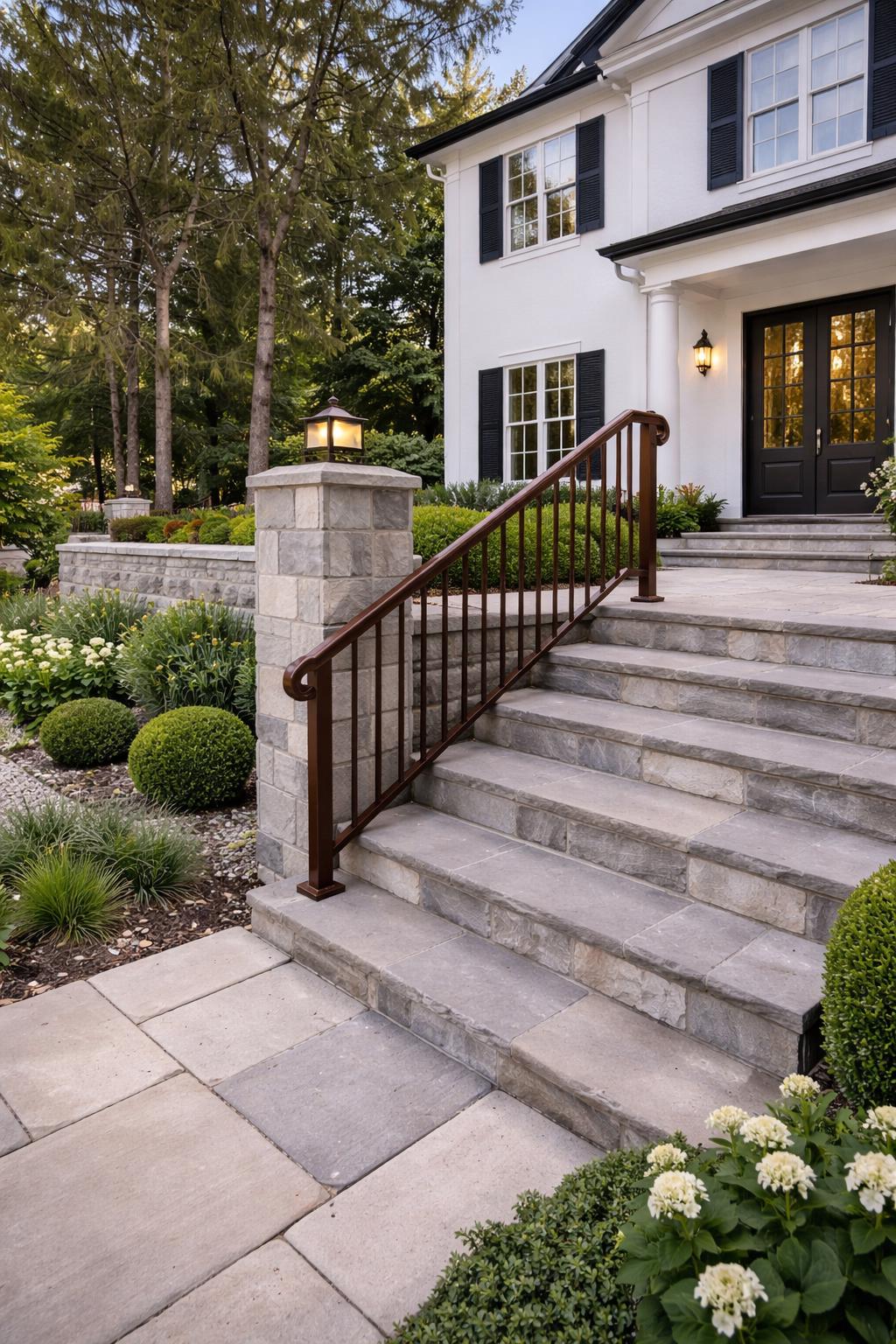 Heritage Classic Stair Handrail, Custom Wrought Iron Railing, Porch Step Rail, Metal Entry Handrail, Outdoor Stair Railing by