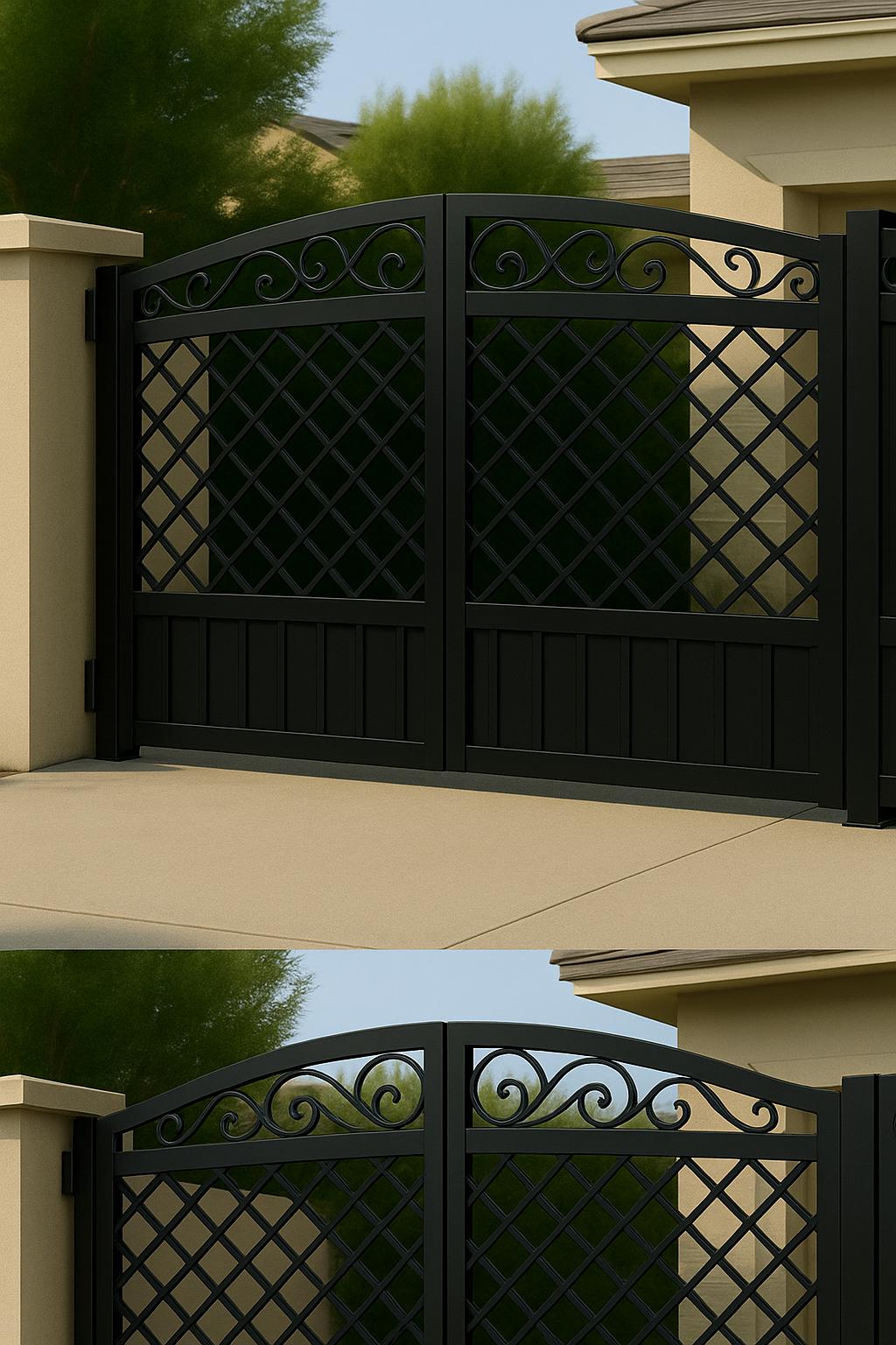 Scroll Driveway Gate – Lattice Double Swing Steel Entrance by the steel fabrication shop, product image 5
