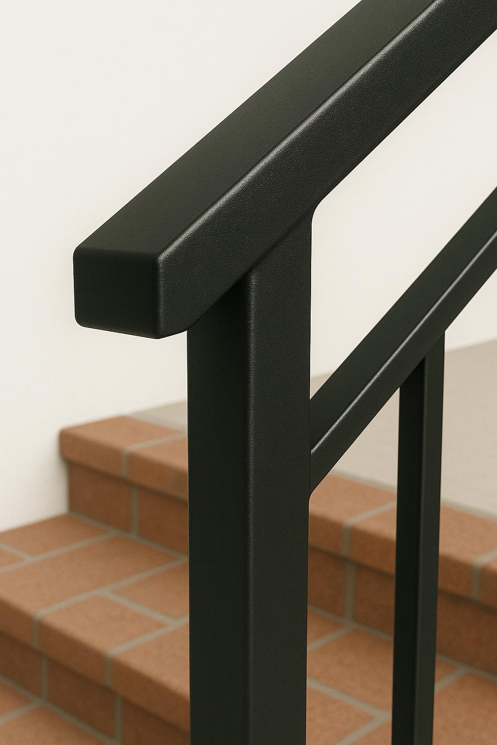 Modern Metal Stair Railing - Welded Steel Handrail, Wall Mounted 3-Step Stairway Rail by the steel fabrication shop, product
