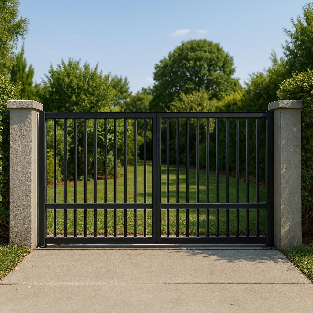 Modern White Steel Driveway Gate by the steel fabrication shop, product image 5