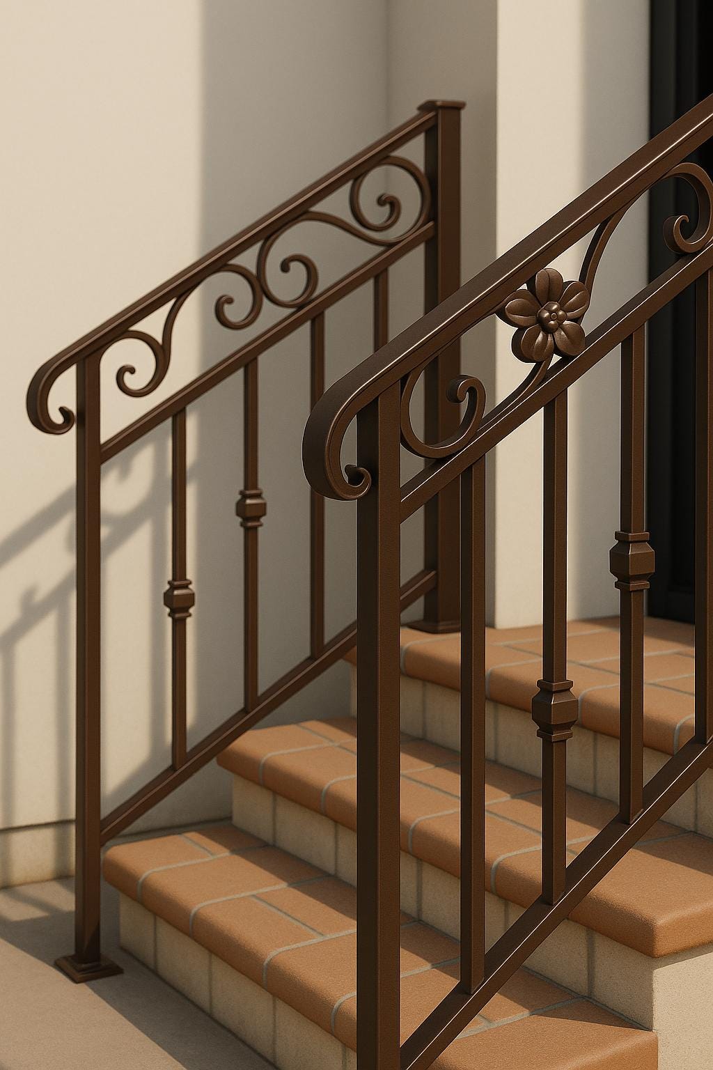 Wrought Iron Stair Railing: Decorative Steel Handrail with Scrolls by the steel fabrication shop, product image 5
