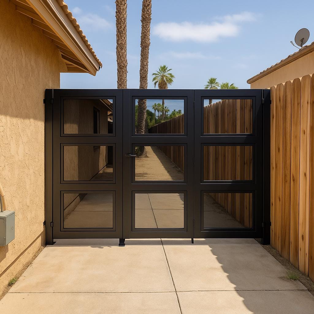Modern Black Steel Privacy Gate by the steel fabrication shop, product image 5