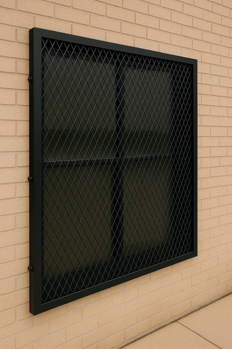 Steel Security Window Guard – Expanded Metal Grille, Powder Coated Black by the steel fabrication shop, product image 3
