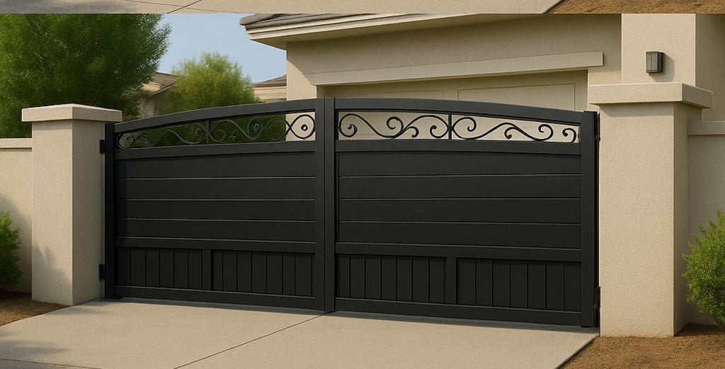 Modern Arched Bifold Driveway Gate by the steel fabrication shop, product image 2