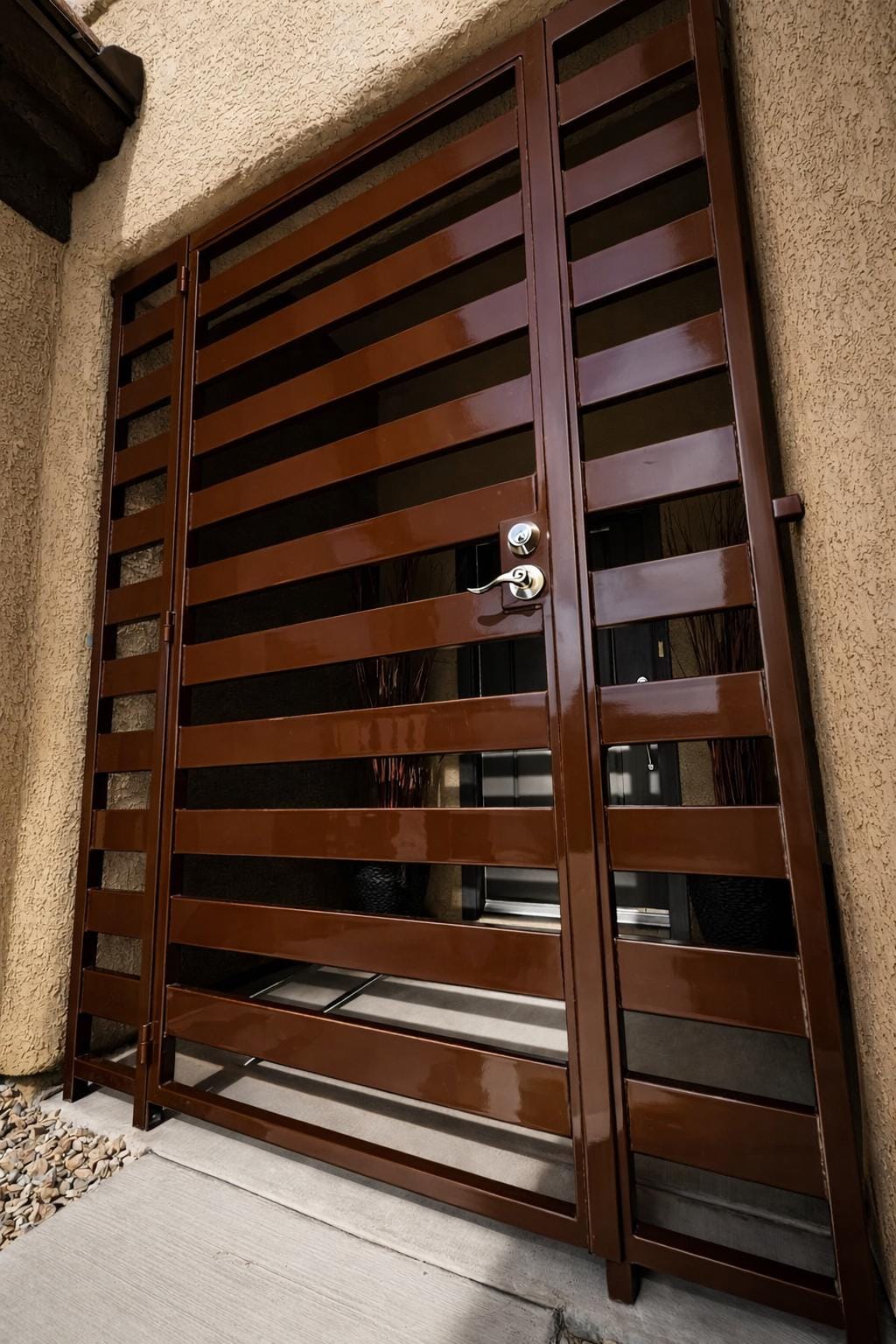 Modern Steel Security Door – Horizontal Slat Entry, Custom Welded Exterior Door by the steel fabrication shop, product image