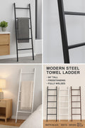 Modern Steel Towel Ladder: Freestanding Blanket Rack - Matte Black, White, Brown by the steel fabrication shop, product