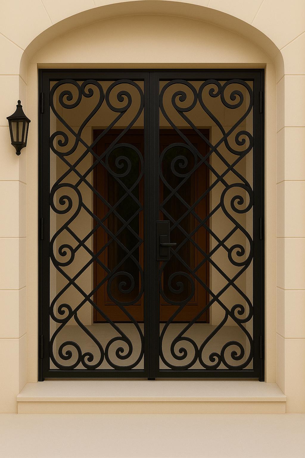 Elegant Wrought Iron Double Security Door by the steel fabrication shop, product image 2