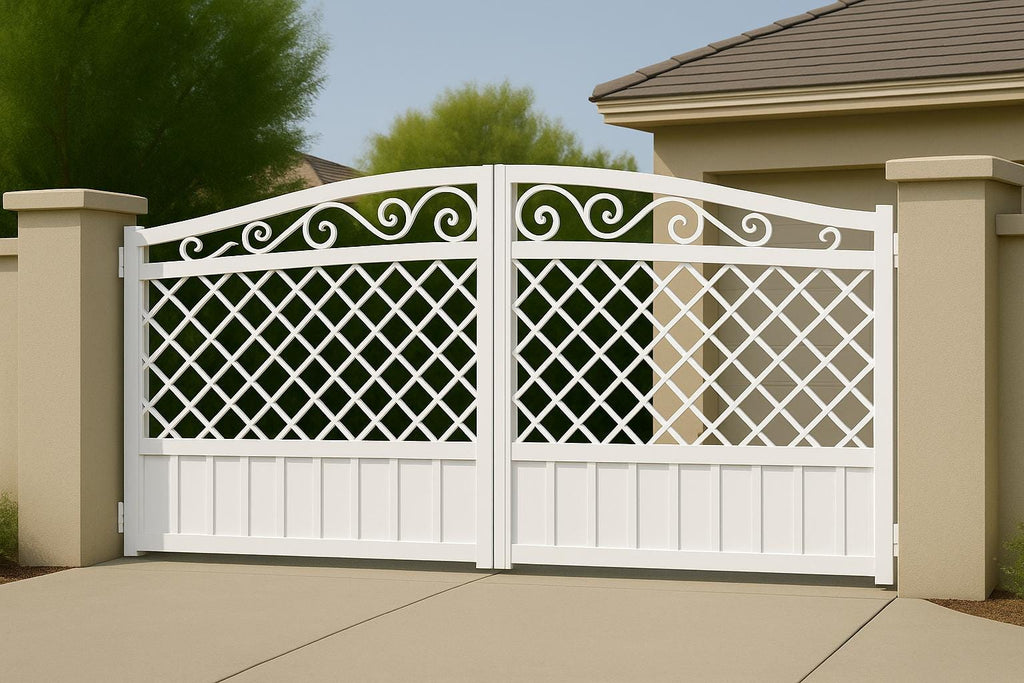 Scroll Driveway Gate – Lattice Double Swing Steel Entrance by the steel fabrication shop, product image 2