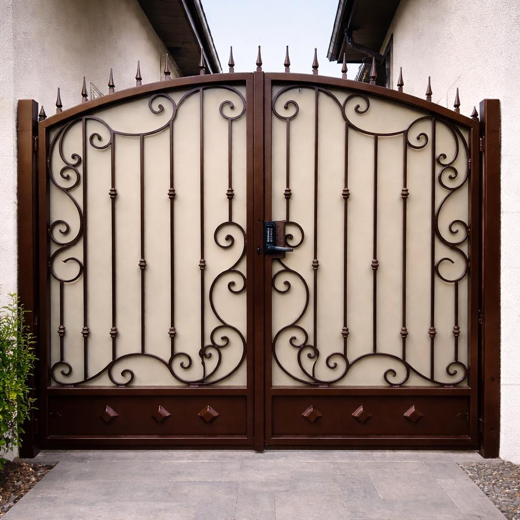 Virella Estate Scroll Driveway Gate by the steel fabrication shop, product image 1