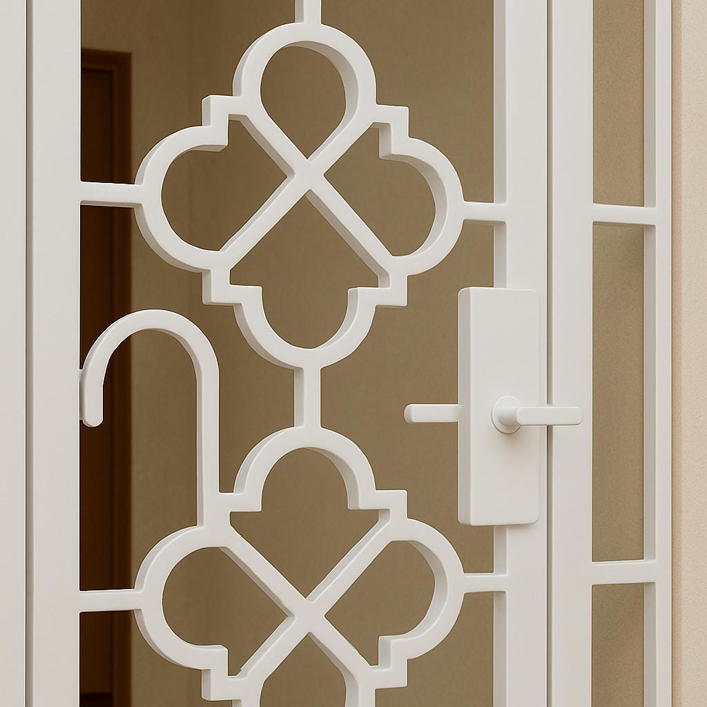 Custom Wrought Iron Double Security Door: Handmade Modern Steel Entry Gate by the steel fabrication shop, product image 2