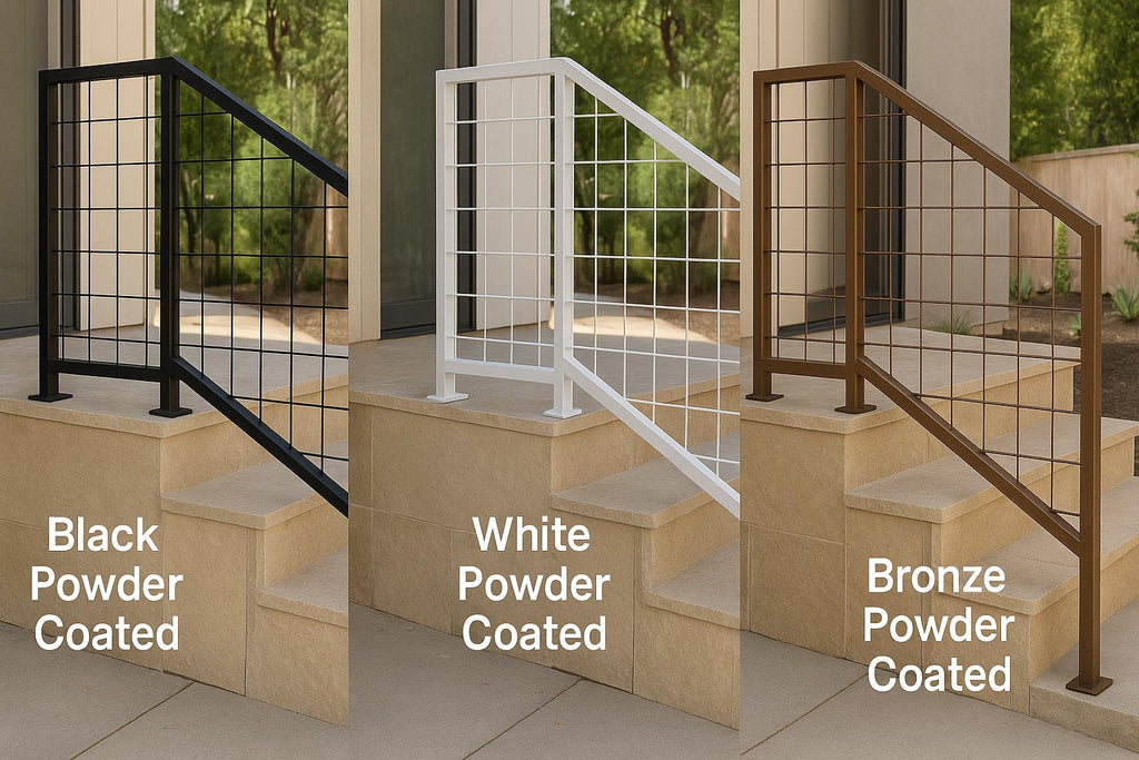 Modern Steel Stair Railing: Welded Wire Indoor Outdoor Handrail by Crown Forge Iron, product image 5