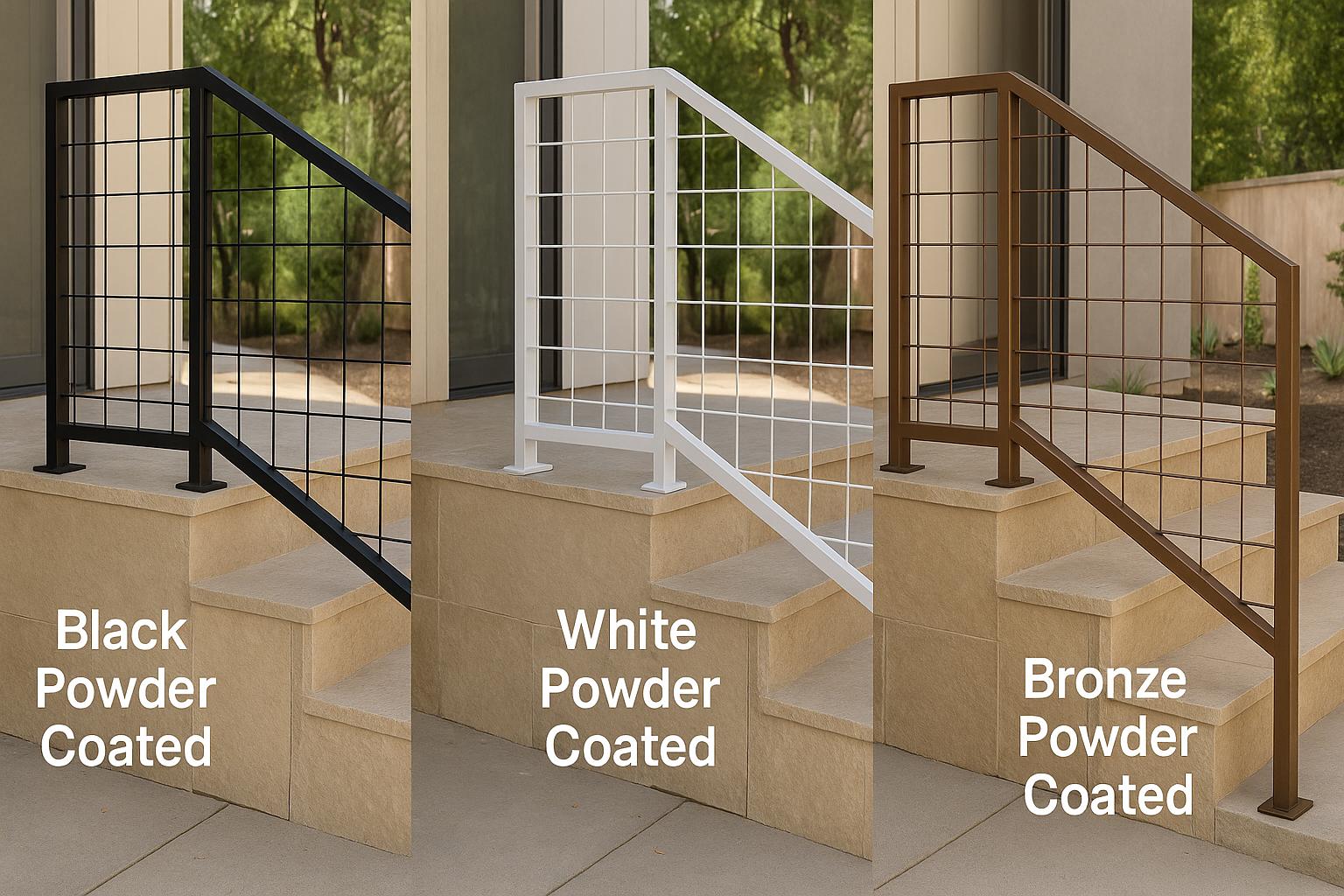 Modern Steel Stair Railing: Welded Wire Indoor Outdoor Handrail by the steel fabrication shop, product image 5