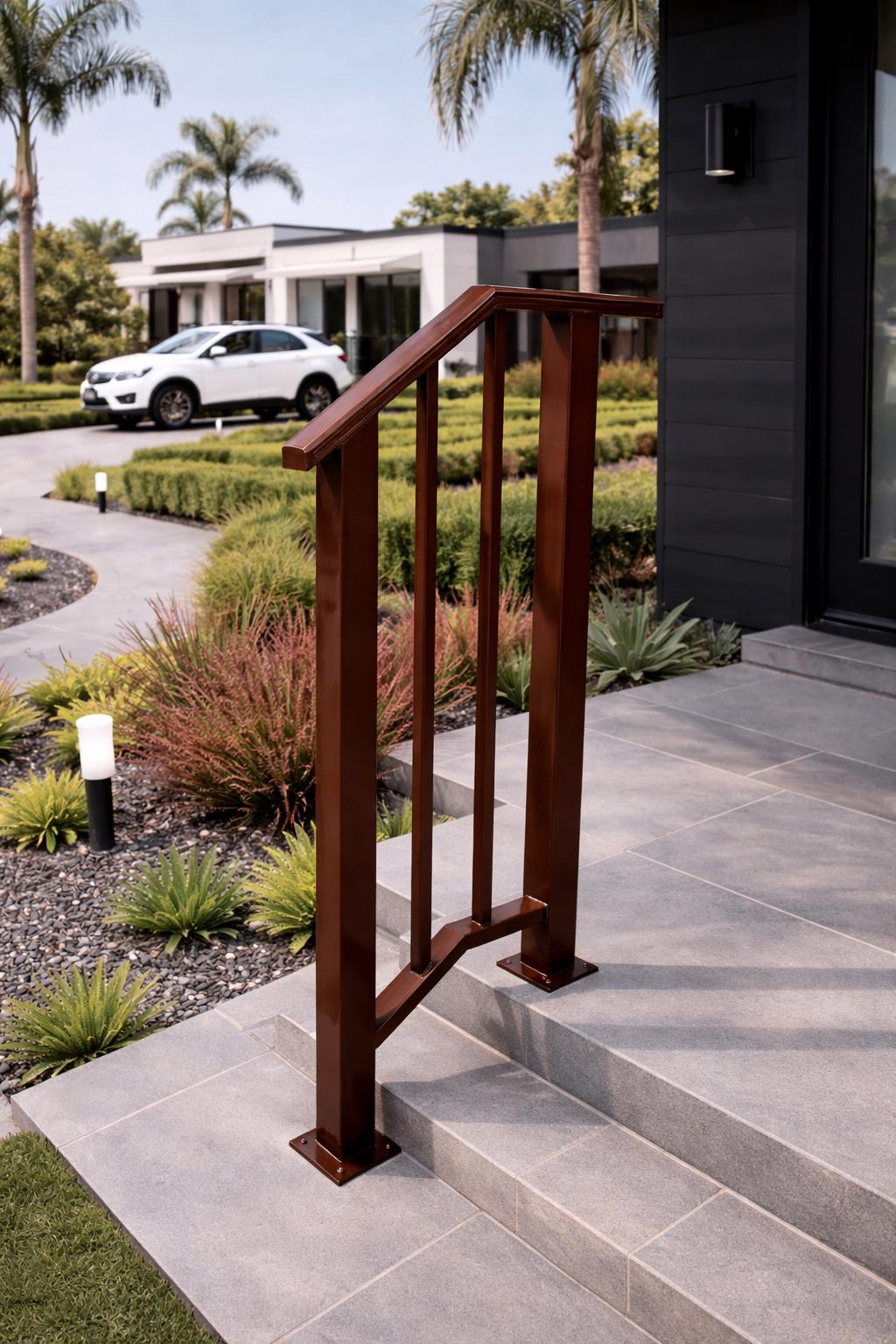 Horizon Modern Stair Handrail, Custom Metal Step Rail, Minimalist Wrought Iron Railing, Porch Entry Handrail, Outdoor Stair