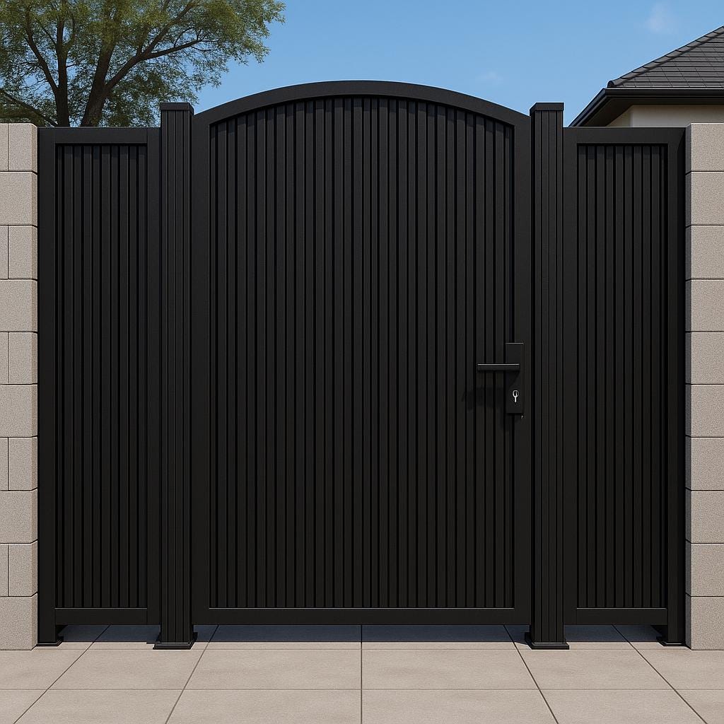 Arched Steel Privacy Gate – Modern Metal Garden Entry Door by the steel fabrication shop, product image 1