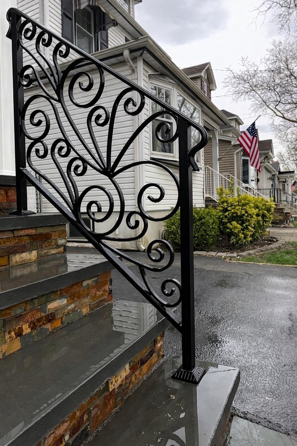 Custom Wrought Iron Stair Handrail, Scroll Porch Railing, Decorative Metal Step Rail, Outdoor Entry Handrail, Steel Stair