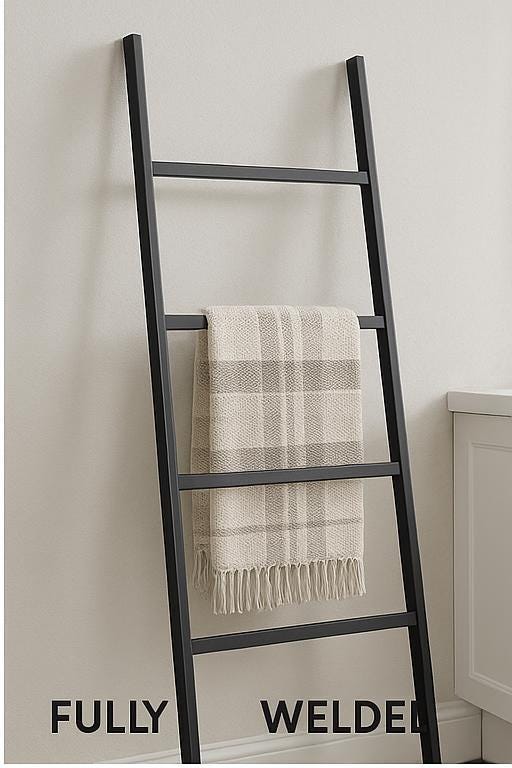 Modern Steel Towel Ladder: Freestanding Blanket Rack - Matte Black, White, Brown by the steel fabrication shop, product