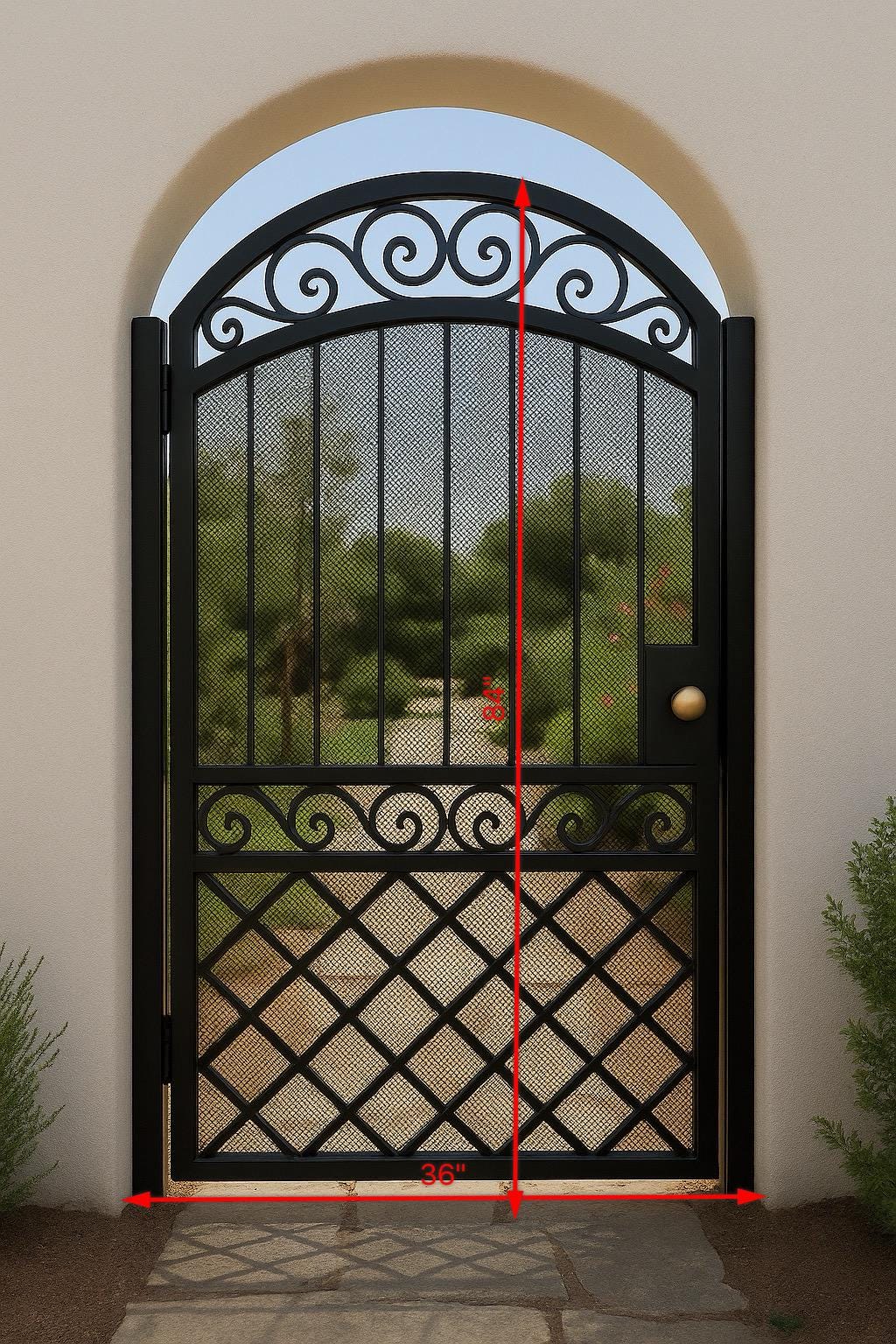 Arched Wrought Iron Garden Gate with X Design by the steel fabrication shop, product image 3